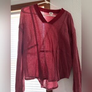 BKE Women's Burgundy V-Neck Sweater